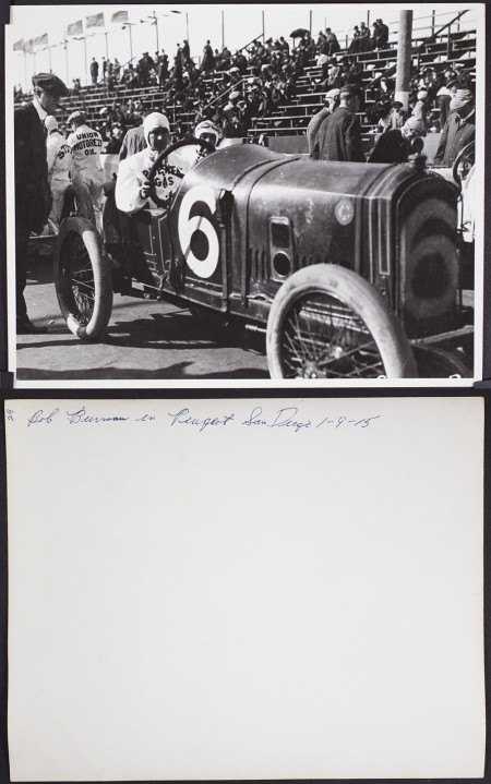 Bob Burman driving Peugeot number 6