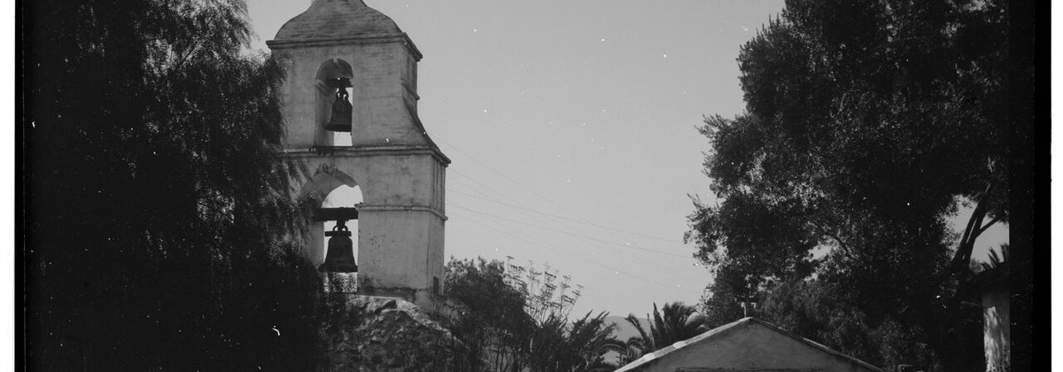 Campanario and cemetery gate, Asistencia of San Antonio de Pala
